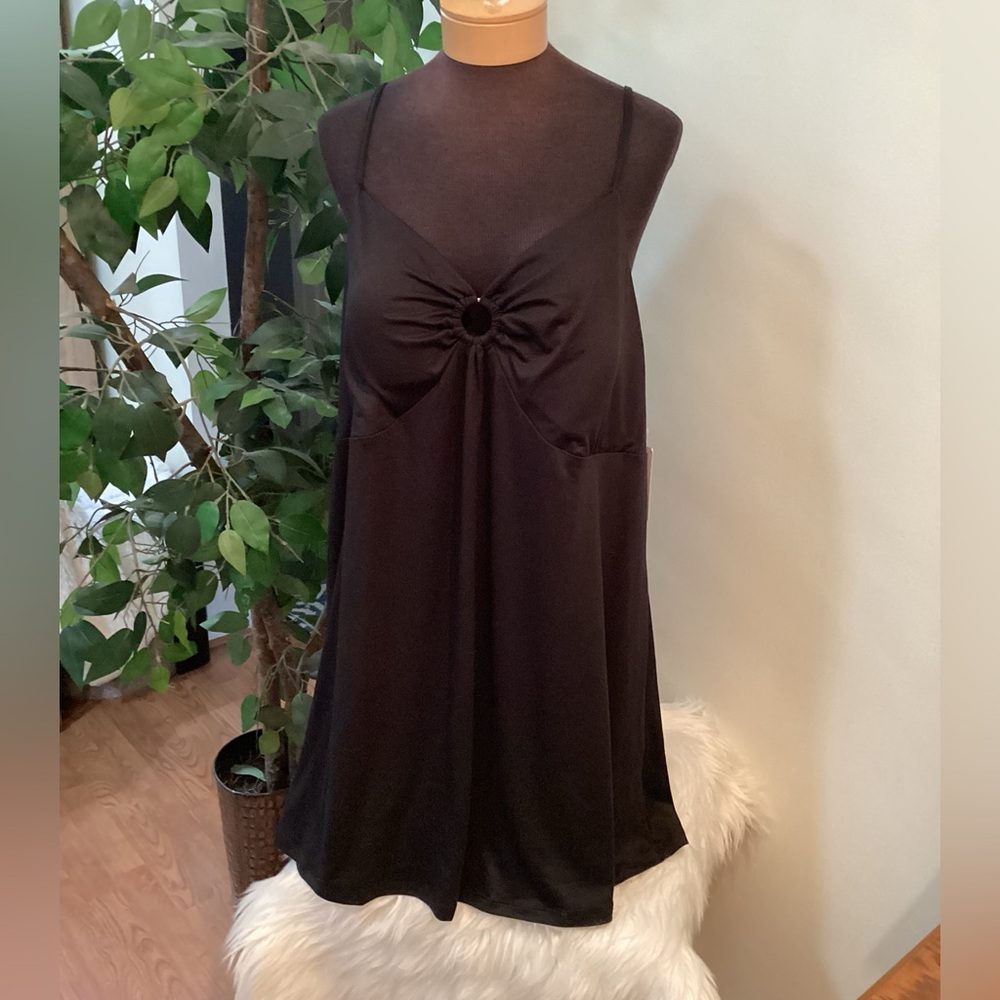 SO Plus Size 2X Black O-Ring Fit & Flare Mini Dress Adjustable Straps NWT - Picture 8 of 13